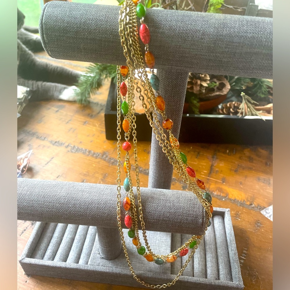 Gold chain and beaded necklace